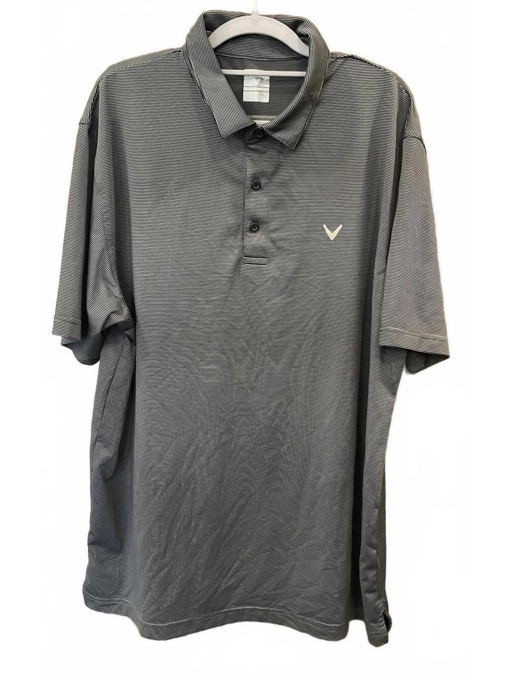 CALLAWAY Opti-Dry Mens Gray Striped Short Sleeve Polo Shirt Size XL
